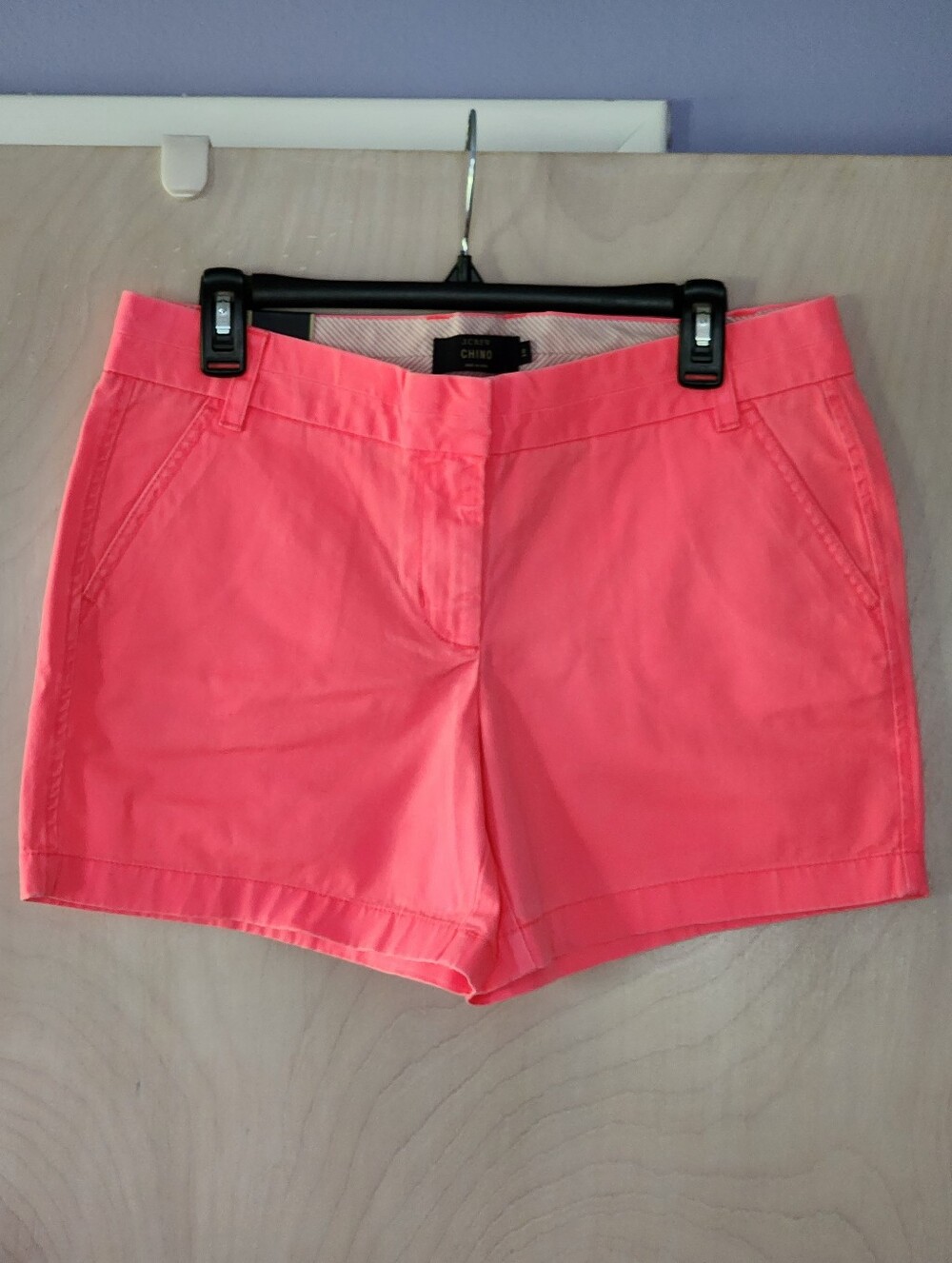 J. Crew Coral High-Rise Chino Shorts